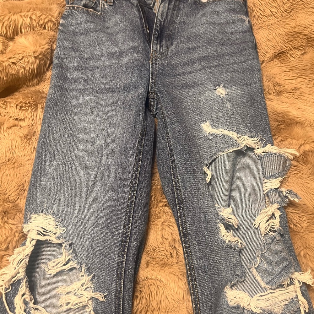 Distressed Blue Jeans